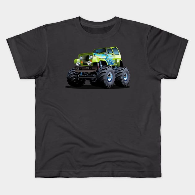 Cartoon monster truck Kids T-Shirt by Mechanik